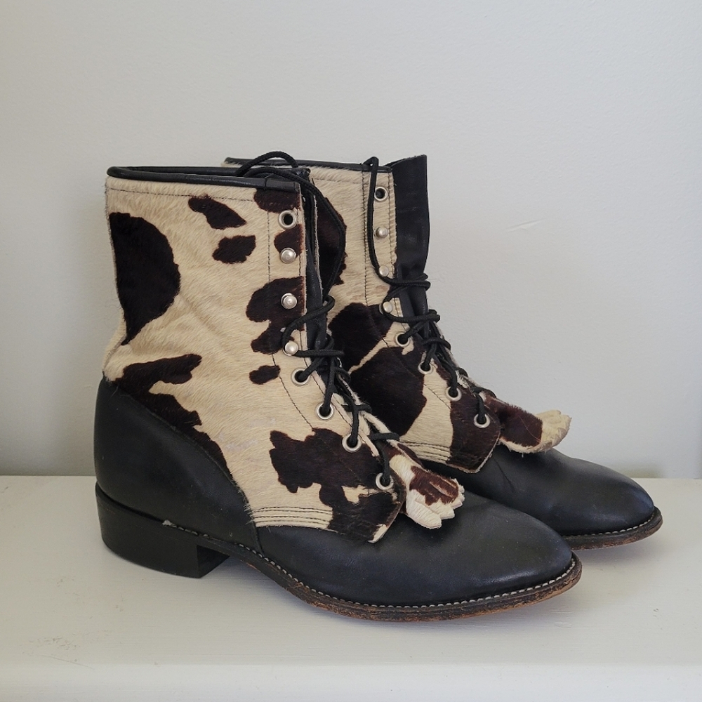 Vintage Larry Mahan Cowhide Ropers Boots